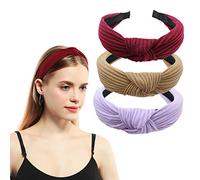 scicent 3PCS Headbands for Women's Hair Boho Wrap Tie Fashion Hairbands Elastic Twist Pretty Bow Tie Hair Bands Wide Alice Hair Bands 1808