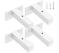 scicent 4 Pack Heavy Duty Shelf Brackets, Mental Shelf Brackets, 50KG Capacity, Hollow Design, Wall Brackets for Shelves (White 10cm)
