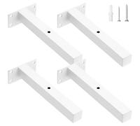 scicent 4 Pack White Shelf Brackets Heavy Duty, Mental Shelf Brackets, 50KG Capacity, Hollow Design, Wall Brackets for Shelves (White 20cm)