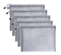 scicent 5 Pack Zipper File Bags A6 Mesh Document Bag Plastic Folders Wallets Office School Storage Pouches for Document Business Receipts Organization Grey-A5