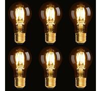 scicent 6 Pack E27 Edison Screw Bulbs, E27 LED Bulb, A60, 4W, 2700K, Amber Glass, Dimmable Vintage Light Bulb, Screw in Light Bulb