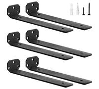 scicent 6 Pack Scaffold Board Shelf Brackets, Floating Shelf Bracket 50KG Capacity, 5mm Thick, Wall Brackets for Shelves, Shelf Support with Screws (Black 25cm)