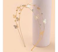 scicent Alice Band Metal Double Layer Hairband Crystal Rhinestone Head Band with Butterfly Decorative Sparkling Headbands 23614