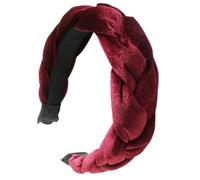 scicent Alice Bands Adult Women Braided Velvet Headbands Wide Twisted Knotted Headband Dark Red 9516
