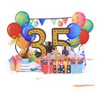 scicent Birthday Cards Female Adult Pop Up Cards 3D Birthday Gift Card for Women Men Popup Greeting Cards with Note Card and Envelope for Birthday 35th Birthday Cards for Wife Husband - 33317