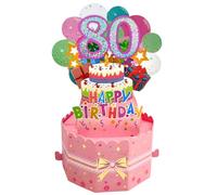 scicent Birthday Cards for Women Personalised 80th Birthday Card 3D Pop Up Happy 80th Birthday Card for Mum, Aunt, Grandma, Nan, Friend, Sister, Cousin, Pink Balloon Birthday Card - age80-01