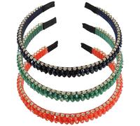 scicent Hair Accessories for Women 3 Pcs Rhinestone Embellished Hair Bands Glitter Headband for Girl Non-Slip Vintage Head Band for Daily Wearing 28706