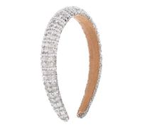 scicent Hair Bands for Girls Non-Slip Wide Head Band White Plain Hairbands Crystal Beaded Embellished Hair Band Wedding Hair Accessories for Women - 26505