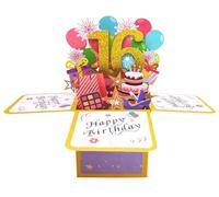 scicent Happy 16th Birthday Pop Up Card for Girls Best Sixteen Years Old Gifts for Daughter Niece Sweet 16 Bday 3D Greeting Card Unique 16 Birthday Gift Idea (16th)
