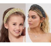 scicent Headband 2 Pieces Fashion Wide Hair Bands for Women Crystal Rhinestone Hairband Shiny Non-Slip Head Band Bling Bling Hair Hoops - 26406
