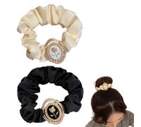 scicent Scrunchies for Women 2 Pieces Soft Hair Ties Fashion Elastic Hair Bands for Girls Plain Satin Hair Bobbles for Daily Wear Soft Ponytail Holders Handmade Hair Accessories - 5011