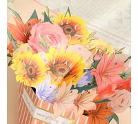scicent Wife Birthday Card 3D Pop Up Flower Bouquet Greeting Card Colorful Birthday Card Mother's Day Birthday Gifts Handmade Gift Cards for Valentines Day Anniversary with Envelope - 32822