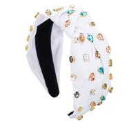 scicent Women Knotted Wide Hairband Embellished Rhinestone Crystal Hair Accessories Sparkly Non-Slip Headband 25814