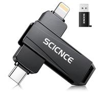 SCICNCE 128GB Flash Drive Intended for iPhone, USB Memory Stick Storage Backup for Photos Videos, Plug and Play No APP Required, Compatible with iPhone iPad Android and Computers (Metal Gray)