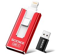 SCICNCE 256GB Flash Drive Intended for iPhone, USB Memory Stick Storage Backup for Photos Videos, Plug and Play No APP Required, Compatible with iPhone iPad Android and Computers (Red)