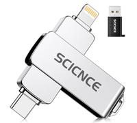 SCICNCE 256GB Flash Drive Intended for iPhone, USB Memory Stick Storage Backup for Photos Videos, Plug and Play No APP Required, Compatible with iPhone iPad Android and Computers (Metal Silver)
