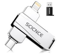 SCICNCE 256GB Flash Drive Intended for iPhone, USB Memory Stick Storage Backup for Photos Videos, Plug and Play No APP Required, Compatible with iPhone iPad Android and Computers (Metal Silver)