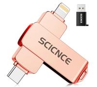 SCICNCE 256GB Flash Drive Intended for iPhone, USB Memory Stick Storage Backup for Photos Videos, Plug and Play No APP Required, Compatible with iPhone iPad Android and Computers (Rose Gold)