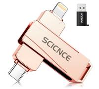 SCICNCE 512GB Flash Drive Intended for iPhone, USB Memory Stick Storage Backup for Photos Videos, Plug and Play No APP Required, Compatible with iPhone iPad Android and Computers (Rose Gold)