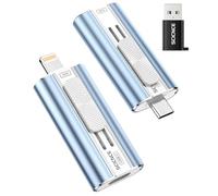 SCICNCE 64GB Dual Interface Flash Drive for Phone Storage Photos Videos, Portable Backup Memory Stick, No App Required, Compatible with iPhone 17/16/15/14/13/12/11, iPad, Android & PC (Blue)