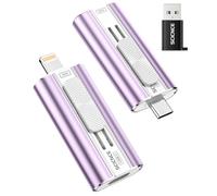 SCICNCE 64GB Dual Interface Flash Drive for Phone Storage Photos Videos, Portable Backup Memory Stick, No App Required, Compatible with iPhone 17/16/15/14/13/12/11, iPad, Android & PC (Purple)
