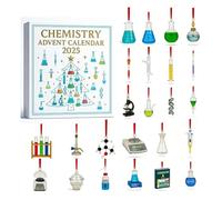 Science Advent Calendar 2025, 24 Days of Chemistry Christmas Surprise Gift Box with 2D Chemistry Laboratory Hanging Ornaments, Gift for Teacher, Student & Science Lover (A)