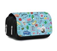 Science Biology Pencil Case for Student Boys Girls Funny DNA & Cell Pattern Design Pencil Pouch Back to School Classroom Supplies Large Capacity Flip Top Pen Bag with 2 Zippers Biology Pen Box