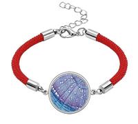 Science Blue Cell Pattern Lucky Red String Bracelet Rope Bracelet Handmade