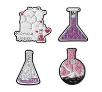 Science Brooch Pins Set with Chemistry Beaker and Molecule Design, Creative Blouse Pins Alloy Enamel Badge, Cute Lapel Pin Accessories for Students, Teachers, Scientists and Daily Outfits