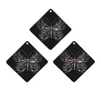 Science Butterfly Car Air Freshener, 3 Pcs Rhombus Hanging Air Freshener Cards, Long Lasting Fragrance Scented Cards for Car, Home, Office Black-style