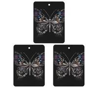 Science Butterfly Car Air Freshener, 3 Pcs Square Hanging Air Freshener Cards, Long Lasting Fragrance Scented Cards for Car, Home, Office Gray-style