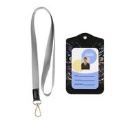 Science Butterfly Card Badge Leather Holder.Leather ID Badge Holder with Lanyard, Double-Sided Print Card Case for Office Work