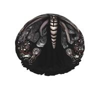 Science Butterfly Print Shower Cap - Reusable, Double Layer, Breathable, Quick-Dry, Perfect for Home, Spa, Hotel, and Travel