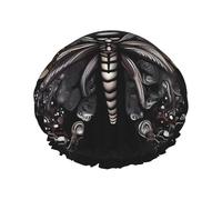 Science Butterfly Printed Shower Cap For Women Double Layer Waterproof Bath Hair Hat Reusable Bath Caps Elastic Hair Protection Ladies Spa Salon Bathing Shower Hat