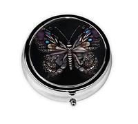 Science Butterfly Round Pill Box. Portable Daily Medication Organizer, Travel-Friendly Design.