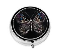 Science Butterfly Round Pill Box Portable Medicine Box That can be stored in a Pocket or Handbag