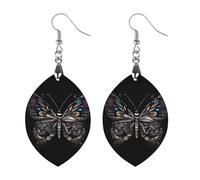 Science Butterfly Wooden Earrings for Women, Vintage Elegant Wood Jewelry, Lightweight Earrings for Wedding, Party, Everyday Jewelry Gift, Circular, Wood, wood