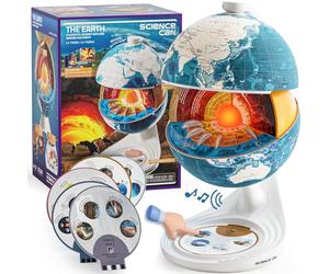 Science Can Openable Globe for Kids, 8 Inch Interactive Globe Talking Model with Knowledge & Quiz Mode, Bilingual Stem Toys for Kids Age 8-13, Birthday Gifts for 6-12 Year Old Boys & Girls