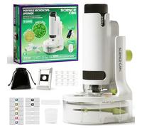Science Can Portable Microscope for Kids LED Lighted Pocket Microscope100X-250X Mini Handheld Microscopes with 8pcs Microscope Slides Science Gifts for Kids Ages 8-12