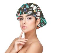 Science Chemistry Pattern,Adult's Satin Sleeping Cap - Women's Elastic Sleep Bonnet, Adjustable Overnight Hair Cover