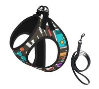Science Chemistry Pattern,Pet Harness,Adjustable Reflective Dog Harness,Pet Leash Vest,S