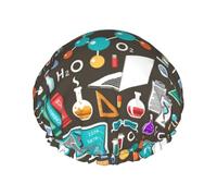 Science Chemistry Pattern,Shower Cap Nightcap Double Layer Waterproof Elastic Bath Cap Reusable Hair Cap