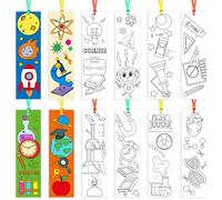 Science Color Your Own Bookmarks - 72Pcs Funny Chemistry lab Astronaut DIY Coloring Blank Book Marker for Teacher Student Classroom Reading Club Art Craft Supplies Party Reward Goodie Fillers