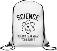Science Doesn't Care What You Believe Atom Graphic Gym Sack Casual Drawstring Bag White