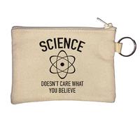 Science Doesn't Care What You Believe Atom Graphic Key Chain Coin Purse Beige