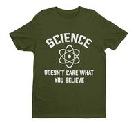 Science Doesn't Care What You Believe - Funny Graphic Men's T-Shirt - Casual Printed Tee - Great Gift for Dad, Husband or Brother - Green - 2XL
