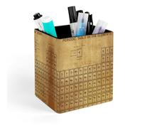 Science Elements Chemistry Pen Holder for Desk Leather Square Pencil Holder Makeup Brush Pot for Office Pen Storage University