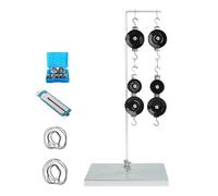 Science Experiment Apparatus with Pulley Systems and Metal Weights for Physics Education Laboratory Pulley Systems