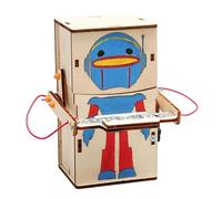 Science Experiments Coin-Eating Robot Kit for Kids, DIY Wooden Robot Model with Painted Design & Moving Arms | STEM Science Kits Educational Engineering Project for Classroom Physics and Home Learning