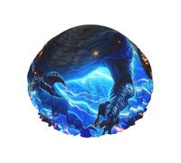 Science Fiction Blue T-Rex Surrounded By Lightning Bath Cap
